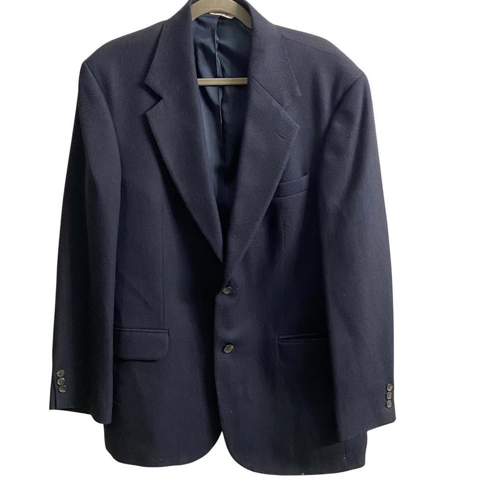 Eddie Bauer Mens 40R Navy Blue 100% Wool 2-Button Blazer Sport Coat Jacket 4595